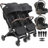 Carrinho para Gemeos com 2 Bebe Conforto Kiddo Sprint Ii Preto - 1
