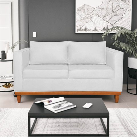 Sofá 3 Lugares Europa 180 cm Estilo Conforto e Elegância Corano Branco - ADJ Decor