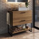 Ver imagem 2 de Gabinete de Chão para Banheiro 80cm 1 Gaveta P1028 Mel