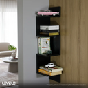 Ver imagem 2 de Prateleira Nicho de Canto 20x20x86 Livros Decoração - Preto