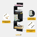 Ver imagem 4 de Prateleira Nicho de Canto 20x20x86 Livros Decoração - Preto