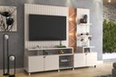 Ver imagem 1 de Home Cross Frisado Painel P/ Tvs até 55'' C/ 4 Portas e Prateleiras P/ Decoração - Off White