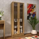 Ver imagem 1 de Cristaleira com 2 Portas e 4 Prateleiras em Vidro Detalhe Ripado Cr6002 Tecnomobili Natural