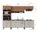 Ver imagem 4 de Cozinha Modulada Paneleiro Forno Aéreo 2 Portas Ripado 5 Peças Florença Marrom/Freijó/Off White