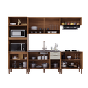 Ver imagem 5 de Cozinha Modulada Torre Quente Aéreo Ripado 5 Peças sem Tampo Florença Marrom/Freijó/Off White