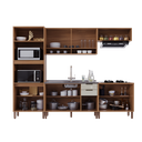 Ver imagem 5 de Cozinha Modulada Paneleiro Forno Aéreo 2 Portas Ripado 5 Peças Florença Marrom/Freijó/Off White