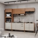 Ver imagem 1 de Cozinha Modulada Paneleiro Forno Aéreo 2 Portas Ripado 5 Peças Florença Marrom/Freijó/Off White