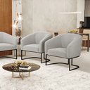 Ver imagem 2 de Poltrona para Sala Industrial Preto Kit 2 Stella Bouclê Cinza D03 - D'Rossi