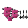 Jogo de Panelas Alumínio Caçarola 5 Peças + Concha Escumadeira Espátula Silicone Inox - 1