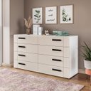 Ver imagem 1 de Cômoda Lisboa com 8 Gavetas 150x83,5cm Branco/Creme 240838