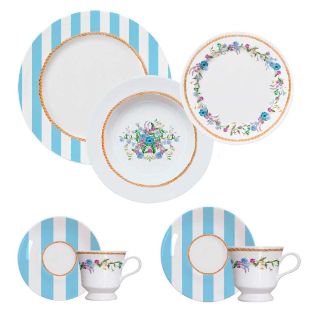 Aparelho de Jantar 42 Peças Porcelana Floral Chic Germer - 1