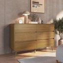 Ver imagem 1 de Cômoda para Quarto 6 Gavetas em MDF e MDP Curve Marrom/Carvalho Xingu
