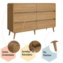 Ver imagem 7 de Cômoda para Quarto 6 Gavetas em MDF e MDP Curve Marrom/Carvalho Xingu