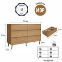Ver imagem 4 de Cômoda para Quarto 6 Gavetas em MDF e MDP Curve Marrom/Carvalho Xingu