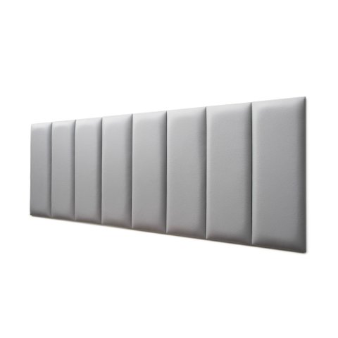 Placas Cabeceira Modulada Adesiva Queen Estofada 160cm x 60cm Kit 8 Placas - Courino Cinza