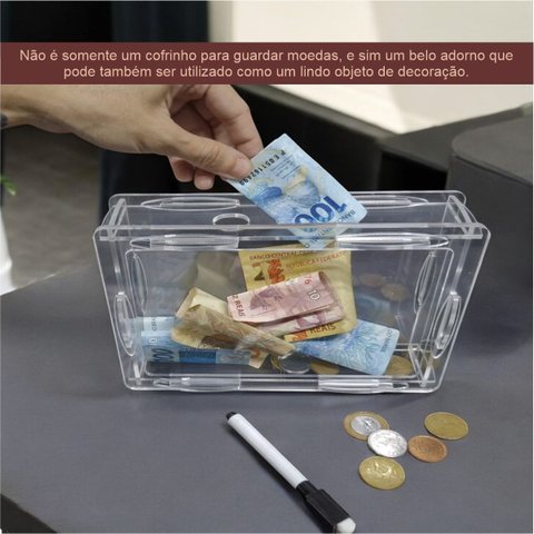 Cofre Caixa Dinheiro Wood Box Japones Kakebo Desafio Acrilic