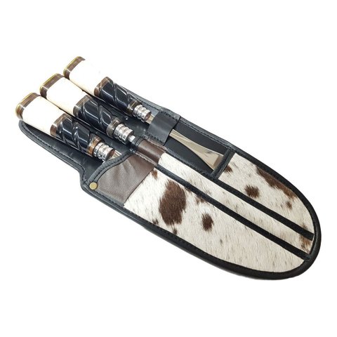 Conjunto Faca Chaira Garfão Três Listras Inox 9 Gaúcho Origi