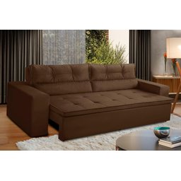 Sofá Retrátil e Reclinável 3 lugares com Molas 1,80m Vegas Suede Marrom Adonai Estofados - 1
