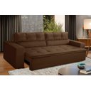 Ver imagem 1 de Sofá Retrátil e Reclinável 3 lugares com Molas 1,80m Vegas Suede Marrom Adonai Estofados