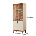 Ver imagem 3 de Cristaleira Paraty 180cm 4 Portas de Vidro LED Slim MDP/MDF Frisos Puxador Cava - Offwhite/Canela