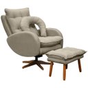 Ver imagem 2 de Kit Poltrona de Amamentação Base Giratória Balanço e Puff Angra Veludo - Sofa Store:Veludo Bege