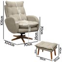 Ver imagem 6 de Kit Poltrona de Amamentação Base Giratória Balanço e Puff Angra Veludo - Sofa Store:Veludo Bege