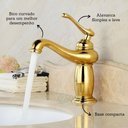 Ver imagem 2 de Torneira Banheiro Pia Monocomando Quente e Frio Dourada Luxo