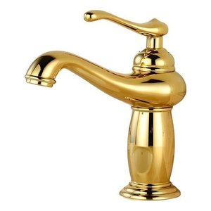 Torneira Banheiro Pia Monocomando Quente e Frio Dourada Luxo
