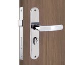 Ver imagem 1 de Fechadura para Porta Externa Perfil Aredondado Aço Inox Polido Cromado | Aliança