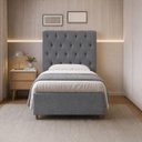 Ver imagem 1 de Cabeceira para Cama Solteiro Estofada Capitonê Luna Vilajo em Suede Cinza – 0,88 m