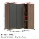 Ver imagem 3 de Armario Aereo de Canto 2 Portas 3 Nichos MDF 86x90 cm Kali 193661 Carvalho Toq Chumbo Nicioli
