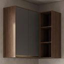 Ver imagem 2 de Armario Aereo de Canto 2 Portas 3 Nichos MDF 86x90 cm Kali 193661 Carvalho Toq Chumbo Nicioli