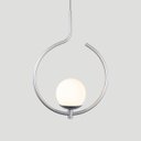 Ver imagem 2 de Pendente Lustre On Loop Prata com Globo de Vidro Branco
