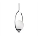 Ver imagem 3 de Pendente Lustre On Loop Prata com Globo de Vidro Branco