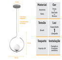 Ver imagem 7 de Pendente Lustre On Loop Prata com Globo de Vidro Branco