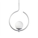 Ver imagem 1 de Pendente Lustre On Loop Prata com Globo de Vidro Branco