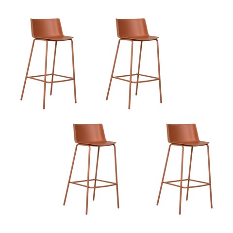 Kit com 4 Banquetas Ipanema Média para Cozinha em Polipropileno e Base em Aço Pintado - Terracota