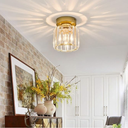 Ver imagem 3 de Luminária Plafon 17cm Metal Dourado 15 Cristais Lustre Teto Gimpo Kjgd-01-gold