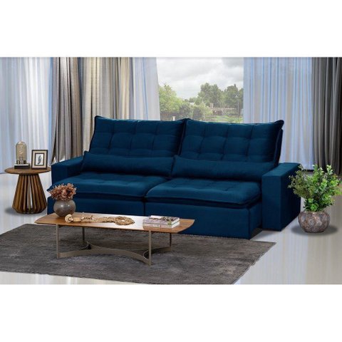 Sofá 4 Lugares 2.30 Mt Retrátil E Reclinável Sofatec Azul