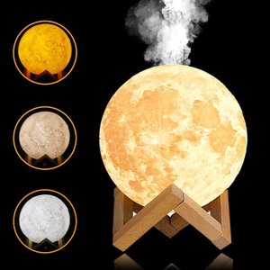Umidificador Aromatizador Luminária Lua Cheia 3d com 3 Cores Led 880ml