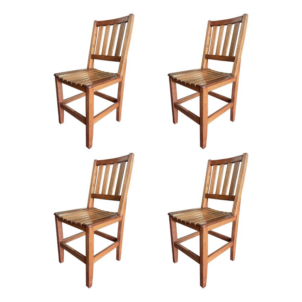 Kit com 4 Cadeiras Madeira Maciça Confort para Restaurantes Malbec