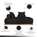 Ver imagem 3 de Sofá Modulado com Almofadas Soltas Pés Madeira Maciça 320cm Homer Bouclê Preto G63 - Gran Belo