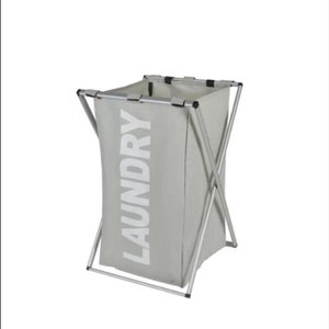 Cesto Roupa Lavanderia Organizador Suja Roupeiro Cromado Dobrável Cinza Multiuso Banheiro