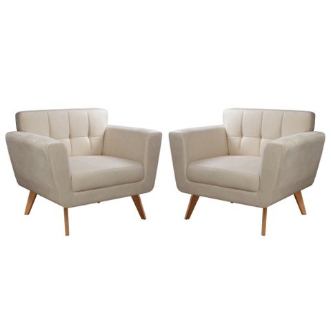Poltrona Decorativa Bruna Living Sala Quarto Recepção - Veludo Capuccino 250