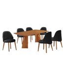 Ver imagem 2 de Conjunto de Mesa de Jantar Bia Tampo Barril Laminado e 6 Cadeiras Ester Marrom/Linho Preto/Imbuia/Cinamomo
