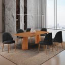 Ver imagem 1 de Conjunto de Mesa de Jantar Bia Tampo Barril Laminado e 6 Cadeiras Ester Marrom/Linho Preto/Imbuia/Cinamomo