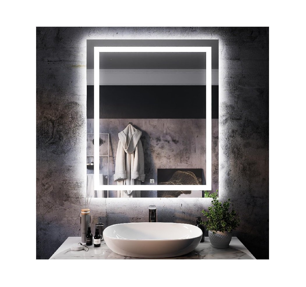 Espelho jateado camarim com led frontal frio 70x90cm TOUCH Woodglass ...