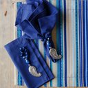 Ver mais imagens de Kit Jogo Americano 4 Lugares Mesa Posta Azul Listras 52x36cm