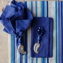 Ver imagem 7 de Kit Jogo Americano 4 Lugares Mesa Posta Azul Listras 52x36cm