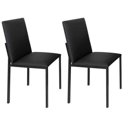 Kit 6 Cadeiras de Jantar Industriais em Aço e Corino Preto Dubai